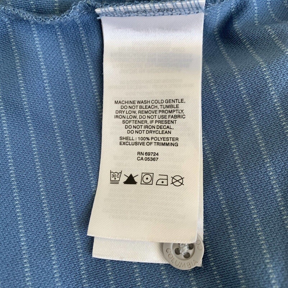 Columbia Sportswear Mens M Omni Shade Polo Shirt Blue Striped Sun Protection - Picture 4 of 6